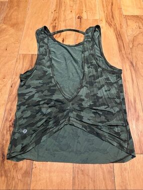 lululemon athletica Olive Green Camo Open-Back Tank size small 4